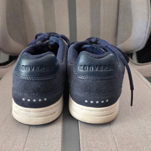 Converse All Star Men’s 9.5 Blue Suede Leather Sneakers Low Top Chevron - Picture 3 of 8